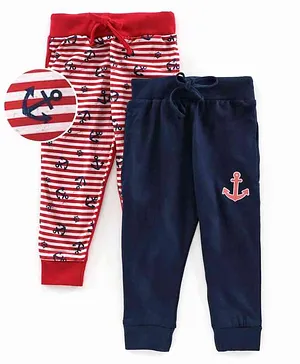 Eteenz Full Length Lounge Pants Anchor Print Pack of 2 - Blue Red