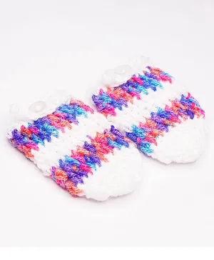 Knits & Knots crochet Striped Mittens - Purple