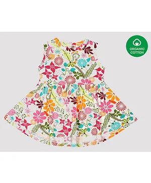 Nino Bambino 100% Organic Cotton Sleeveless Flower Print Dress - Multicolor