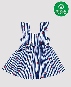 Nino Bambino 100% Organic Cotton Sleeveless Fruit Print Dress - Blue