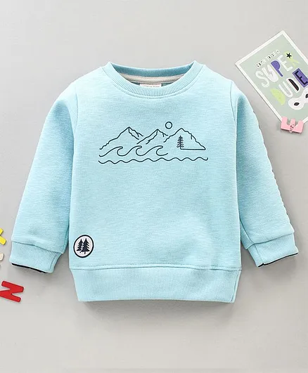 Lazy Bones Full Sleeves Sweatshirt Hills Print - Blue