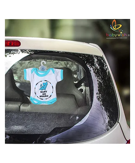 babywish Baby on Board Car Sticker with Vaccum Suction Cups - Blue