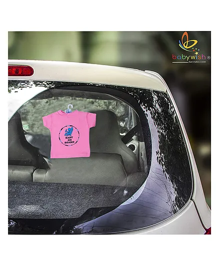 babywish Baby on Board Car Sticker with Vaccum Suction Cups - Pink