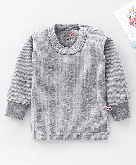 Mom's pet Full Sleeves Solid Colour Thermal Tee - Light Grey