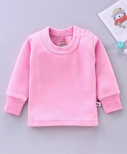 Mom's pet Full Sleeves Solid Thermal Tee - Pink