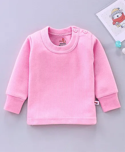 Mom's pet Side Open Neck Full Sleeves Thermal Tee - Pink