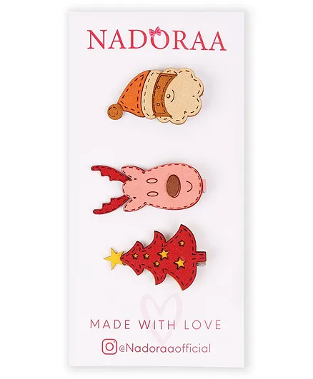 Kicks & Crawl Nadoraa Tis Christmas Set Of 3 Hair Clips - Pink