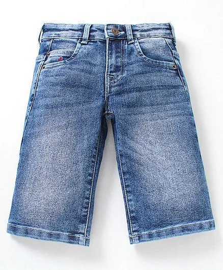 Indian Terrain Solid Denim Shorts - Light Blue