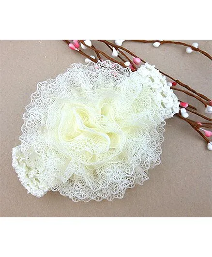 Akinos Kids Flower Knitted Crochet Headband - Off White