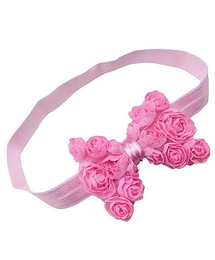 Akinos Kids Floral Bow Headband - Pink