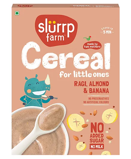 Slurrp Farm No Sugar No Salt Ragi Almond and Banana Cereal 100% Sprouted Ragi Healthy Cereal No Milk No Preservatives- 200 gm