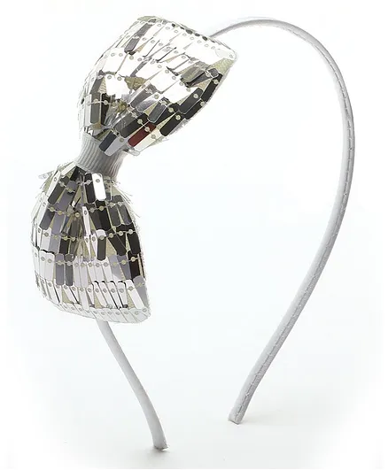TMW Kids Big Bow Sequin Detailing Hair Band - Silver