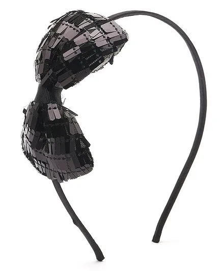 TMW Kids Big Bow Sequin Detailing Hair Band - Black