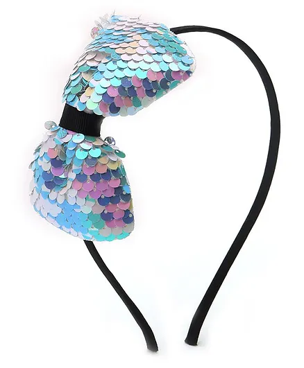 TMW Kids Sequined Bow Hair Band - Light Blue