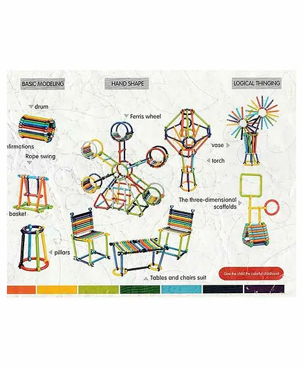 Planet Of Toys Sticks Building Blocks Set Multicolour - 320 Pieces