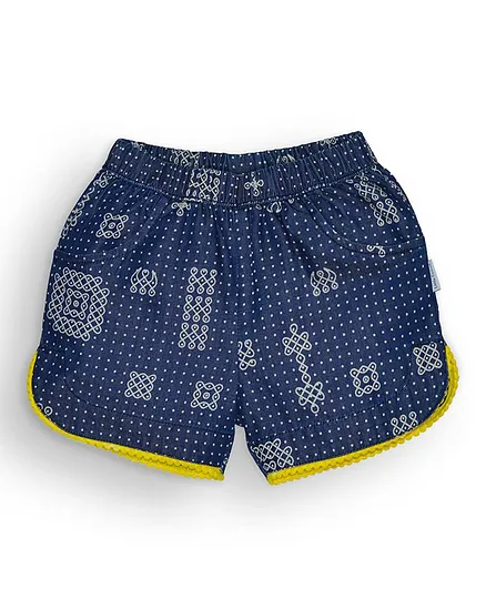 Little Carrot Denim Printed Shorts - Dark Indigo