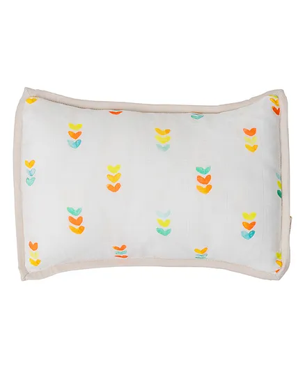 Tiny Giggles Rectangle Shaped Pillow Heart Print - White
