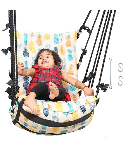 Faburaa Exotica Hanging Cotton Swing Pineapple Print - Orange