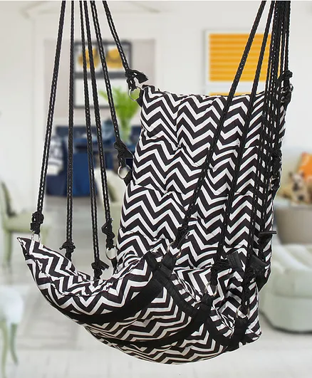 Faburaa Exotica Hanging Cotton Swing Chevron Print - Black