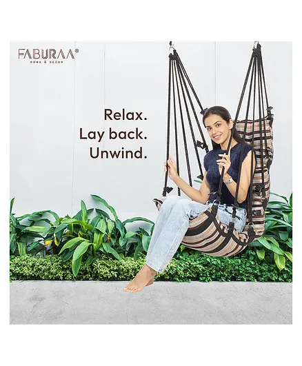 Faburaa Luxury Designer Stripes Hanging Swings - Brown