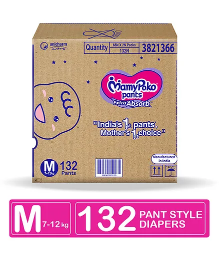 MamyPoko Extra Absorb Pant Style Diapers Medium - 132 Pieces