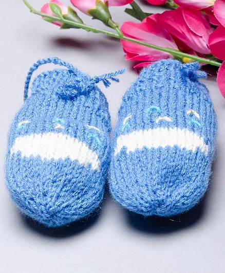 The Original Knit Colour Block Pattern Mittens - Blue