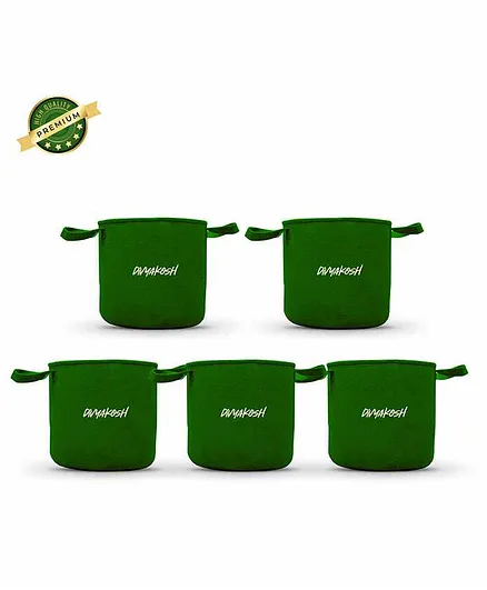 DivyaKosh Fabric Grow Bags Pack Of 5 - Green