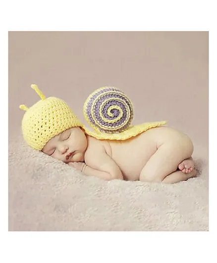 MOMISY Snail Design Baby Photography Prop Cap - Yellow Purple