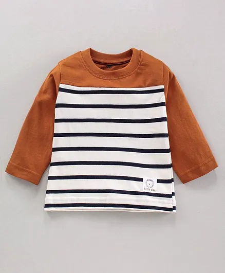 Zero Full Sleeves Striped Tee - Orange