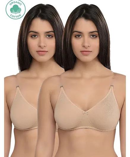 Inner Sense Organic Cotton Antimicrobial Backless Non-Padded Seamless Bra (Pack Of 2) - Skin
