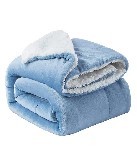 BSB Home Reversible Sherpa and Flannel Blanket - Blue