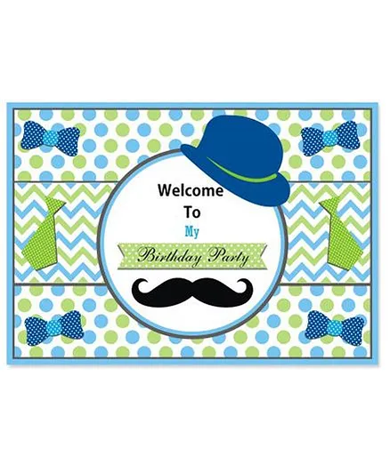 Prettyurparty Little Man Theme Entrance Banner - Blue And Green