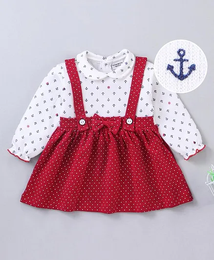 Wonderchild Anchor Print Full Sleeves Dress - Maroon