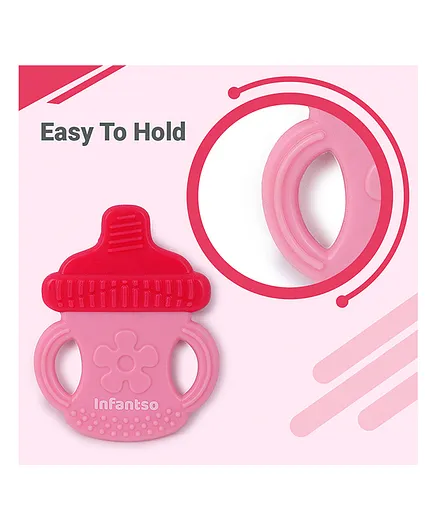 Infantso Silicone Bottle Shape Teether - Pink