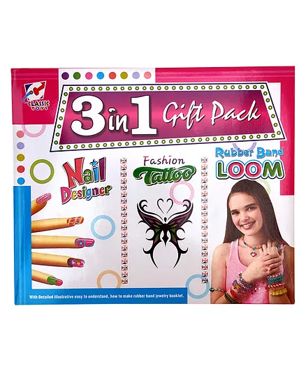 PROSPO 3 In 1 Loom Jewellery Tatto And Nail Art Kit - Multicolour
