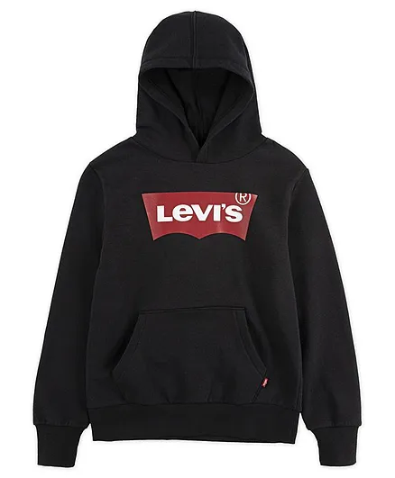 Levi's Full Sleeves Brand Logo Print Hoodie - Black
