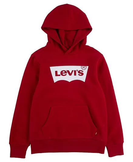 Levi's Full Sleeves Brand Logo Print Hoodie - Red