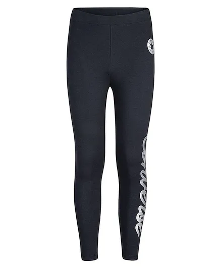 Converse Full Length Metallic Script Leggings - Black