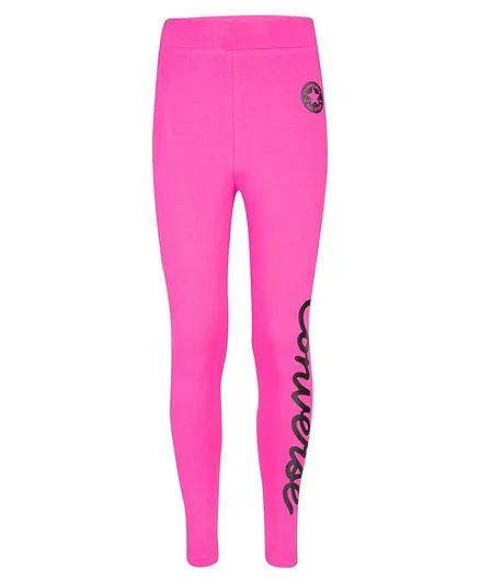 Converse Full Length Metallic Script Leggings - Pink