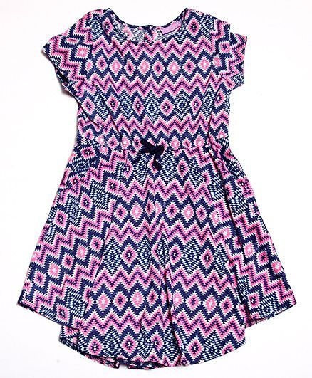 One Friday Zig Zag Dress - Blue & Pink