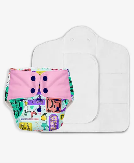 SuperBottoms Freesize UNO Reusable Cloth Diaper with 2 Dry Feel Magic Dry Pads - Multicolor