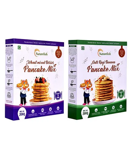 Naturelish Wheat Mixed Berries & Oats Ragi Banana Pancake Mix Pack of 2 - 200 gm each