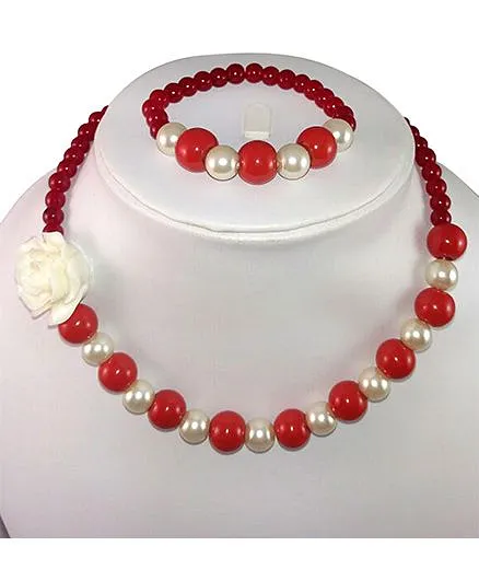 Tiny Closet Rose Necklace & Bracelet - Red