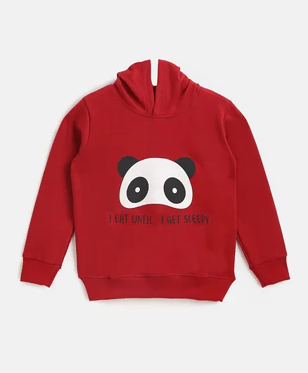 KIDSCRAFT Full Sleeves Panda Print Hoodie - Red