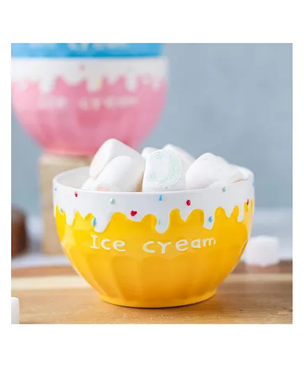 Nestasia 1 Piece Ceramic Strawberry Ice Cream Bowl Yellow - 480 ml