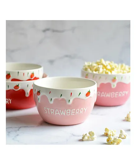 Nestasia 1 Ceramic Strawberry Design Medium Serving Bowl Light Pink - 1000 ml