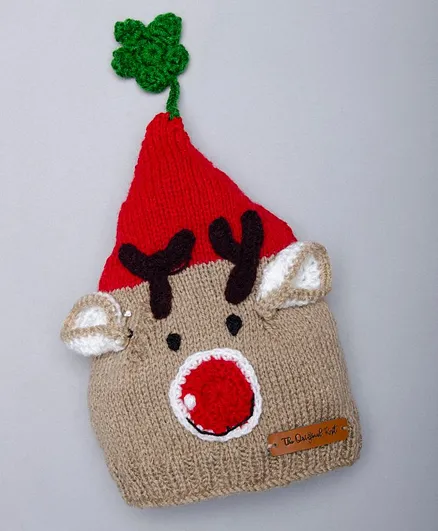 The Original Knit Handmade Deer Face Cap - Beige