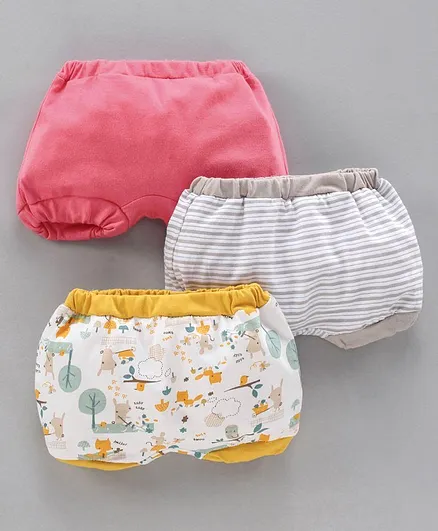 Ohms Bloomer Multi Print Pack of 3 - Pink White yellow
