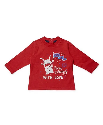 Chicco Full Sleeves Tee Alien Print - Medium Red