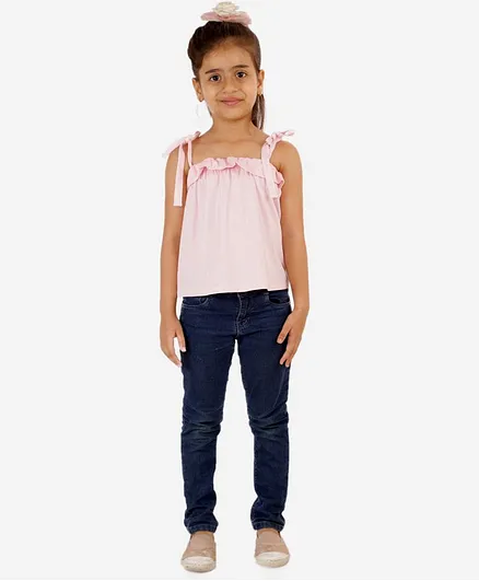 KIDSDEW Sleeveeless Solid Color Top - Pink